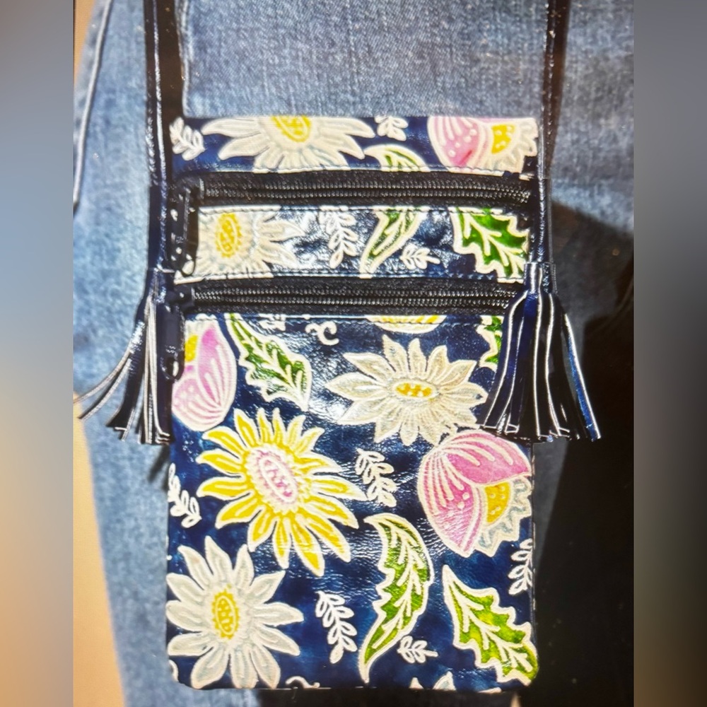 Hand-Painted Genuine Leather Crossbody Bag